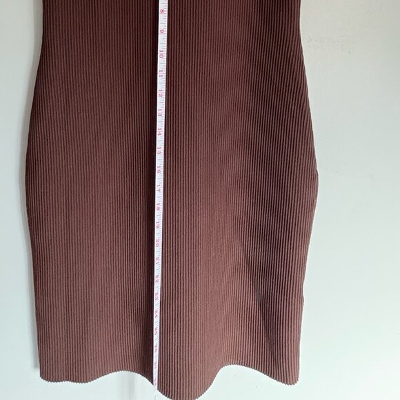 Sculpt Knit Squareneck Mini Dress Aritzia (Babaton)Rich Mocha Brown L - Picture 8 of 16